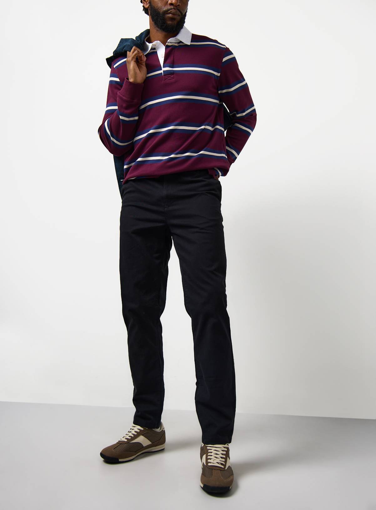 Black Skinny Fit Chino Trousers 44L - Image 1