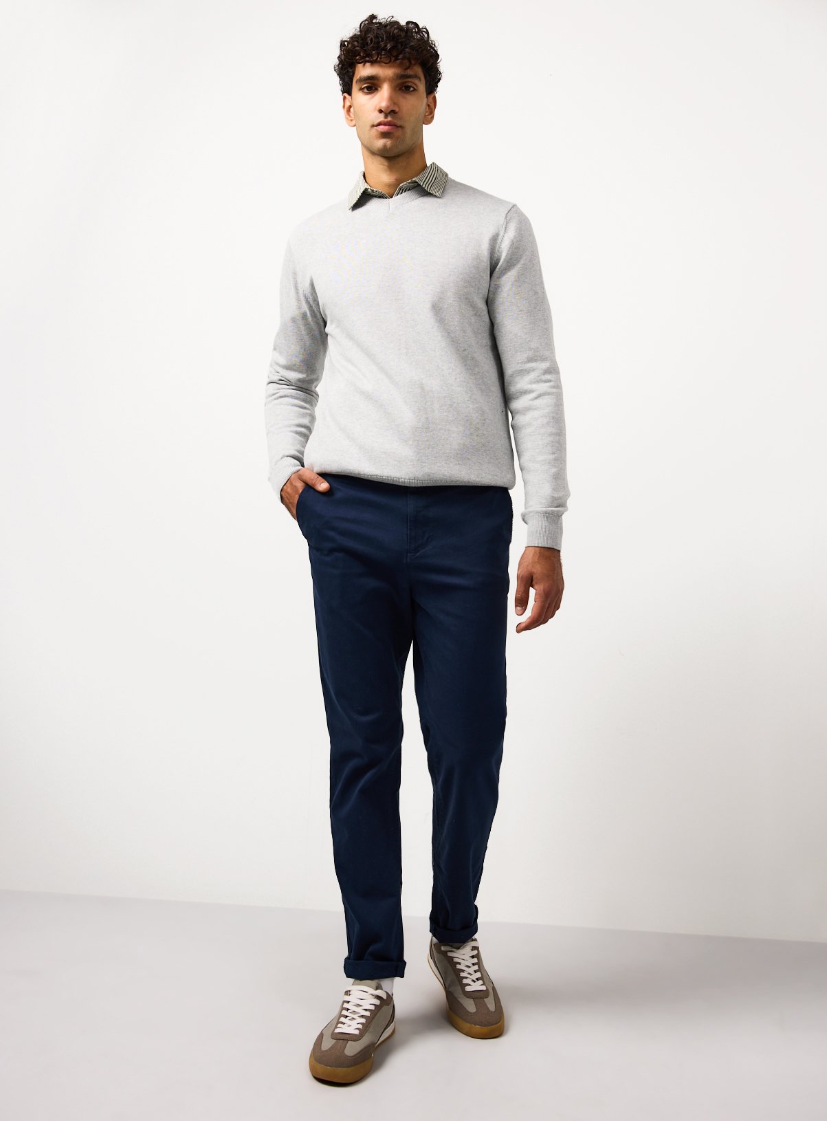 Navy Skinny Fit Chino Trousers 36R - Image 2 thumbnail