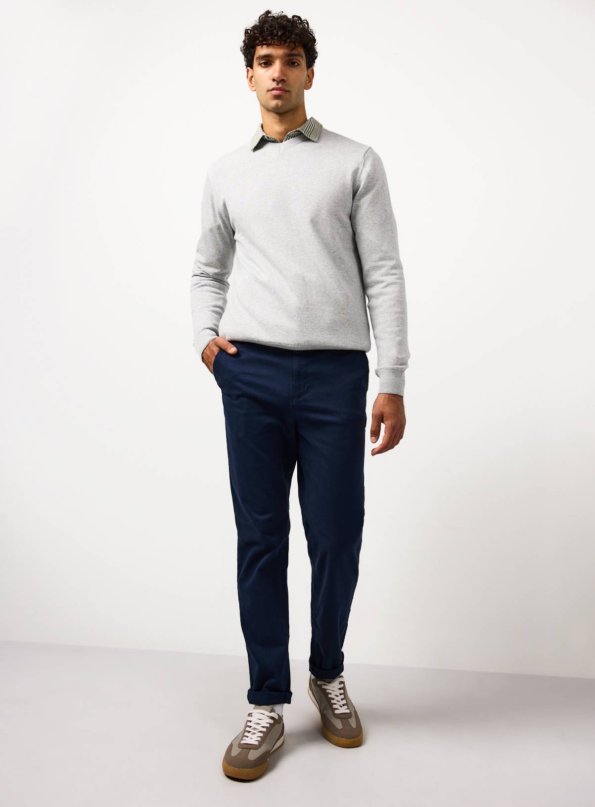 Navy Skinny Fit Chino Trousers 36R - Image 2