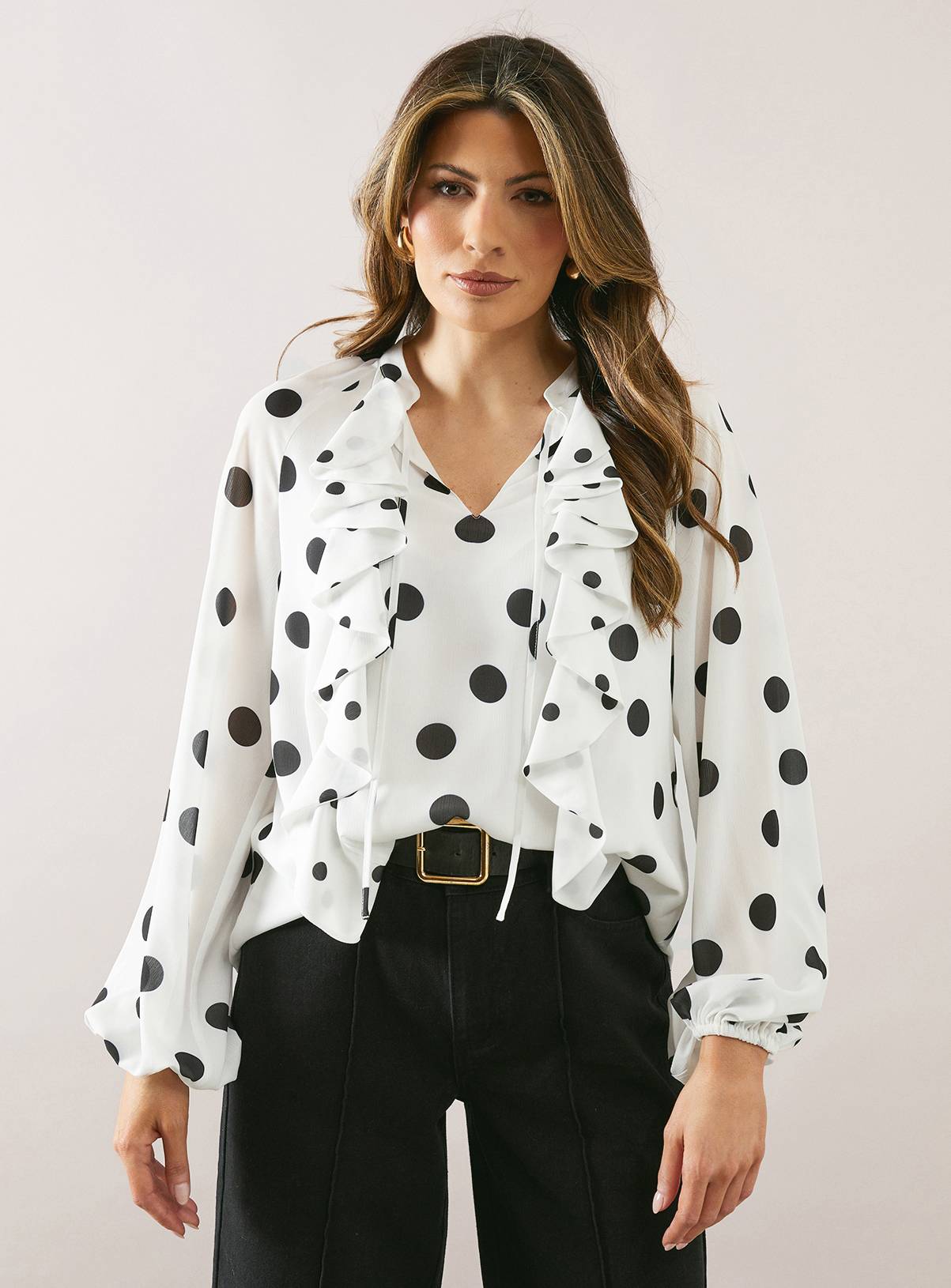 WALLIS Spot Asymmetric Ruffle Blouse 16 - Image 4