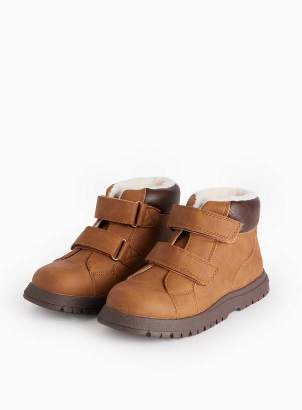 Tan Faux Suede Borg Lined Boots 6 Infant