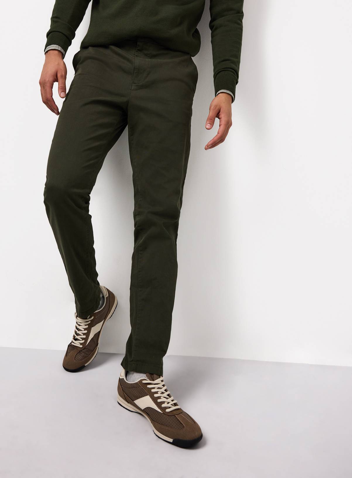 Khaki Skinny Fit Chino Trousers  42S - Image 1