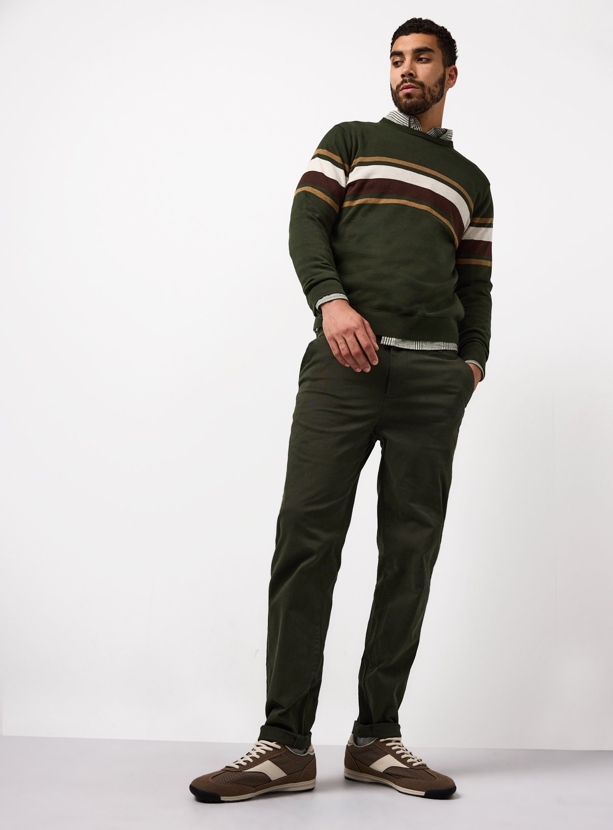Khaki Skinny Fit Chino Trousers  42S - Image 2 thumbnail