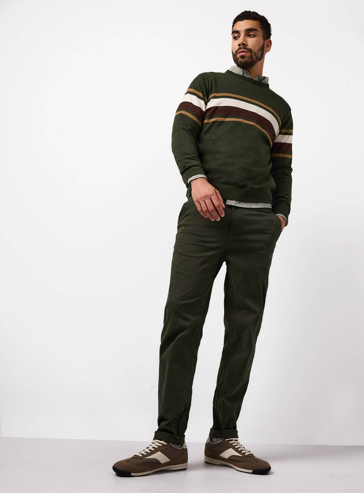 Khaki Skinny Fit Chino Trousers  42S - Image 2
