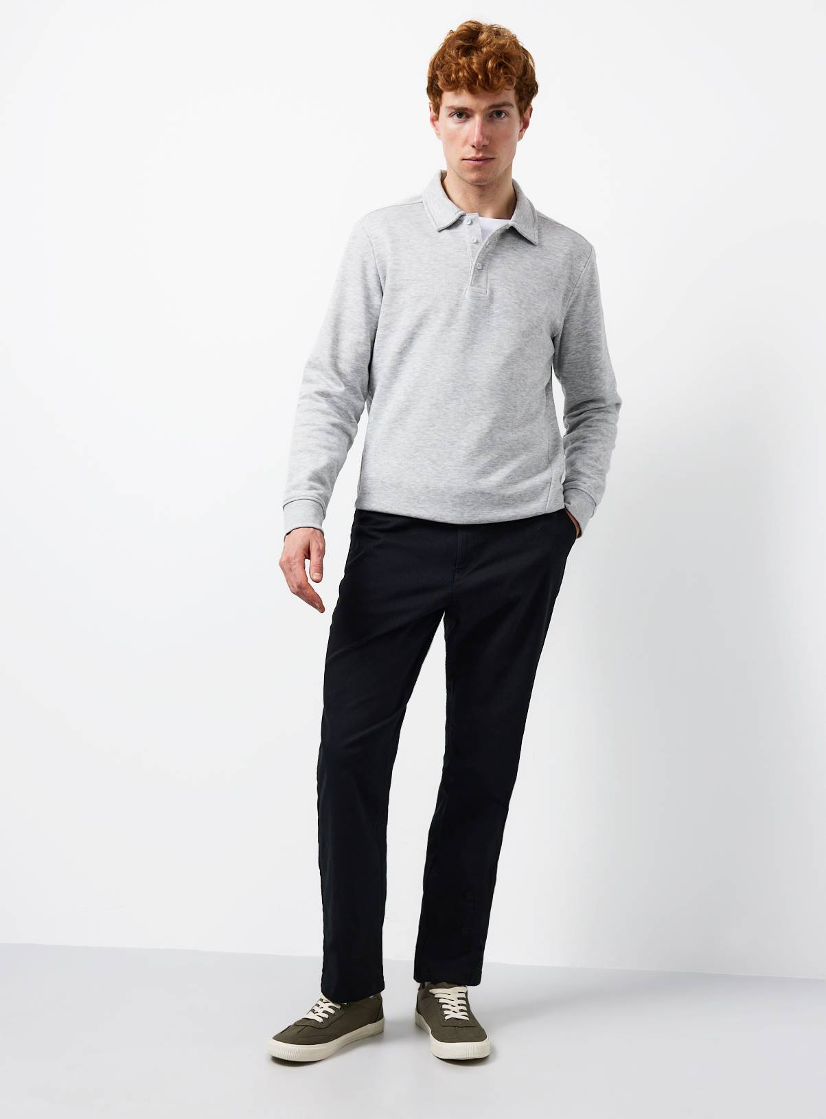 Black Straight Leg Chino Trousers 34R - Image 2