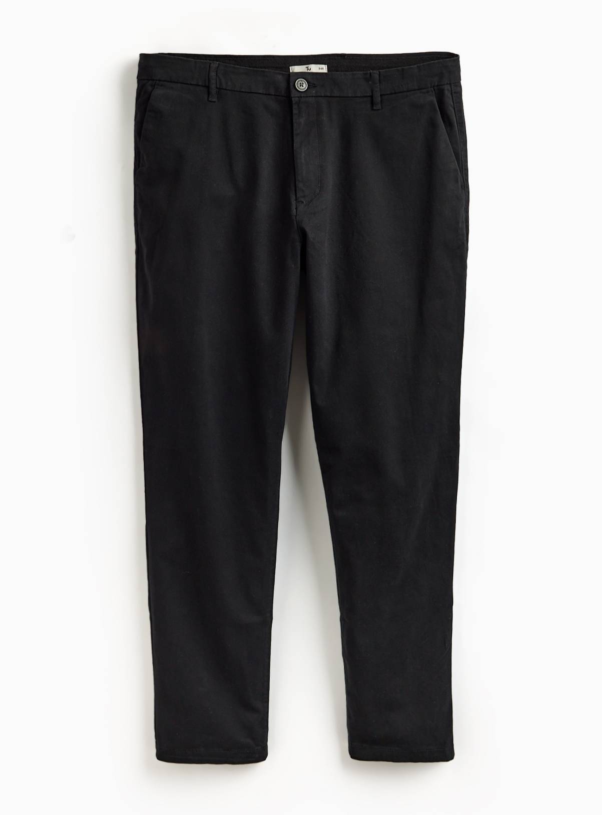 Black Straight Leg Chino Trousers 34R - Image 3