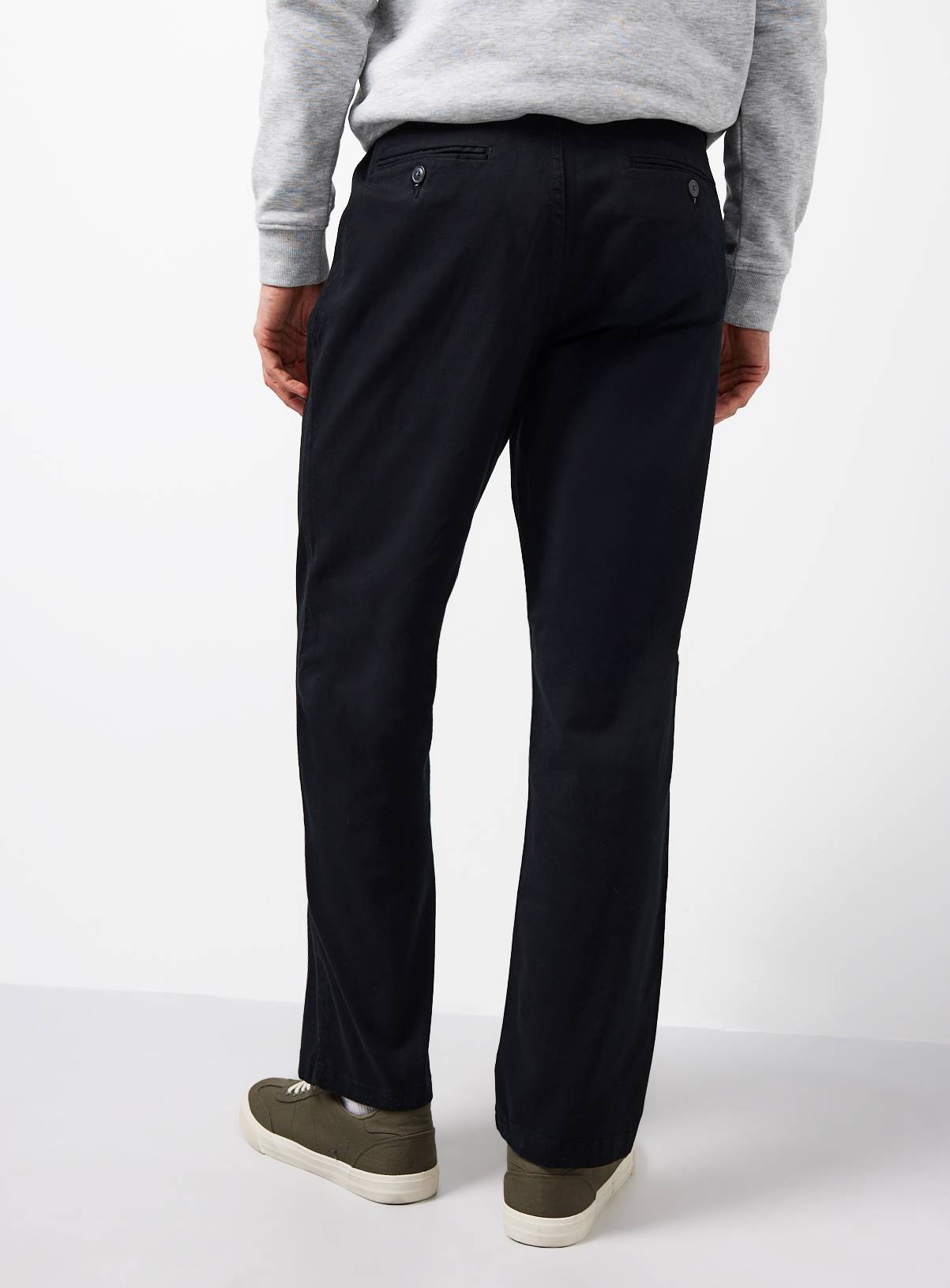 Black Straight Leg Chino Trousers 34R - Image 5