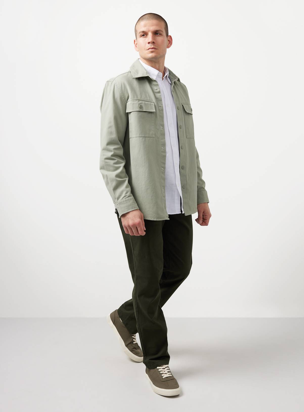 Khaki Straight Leg Chino Trousers 40S - Image 1