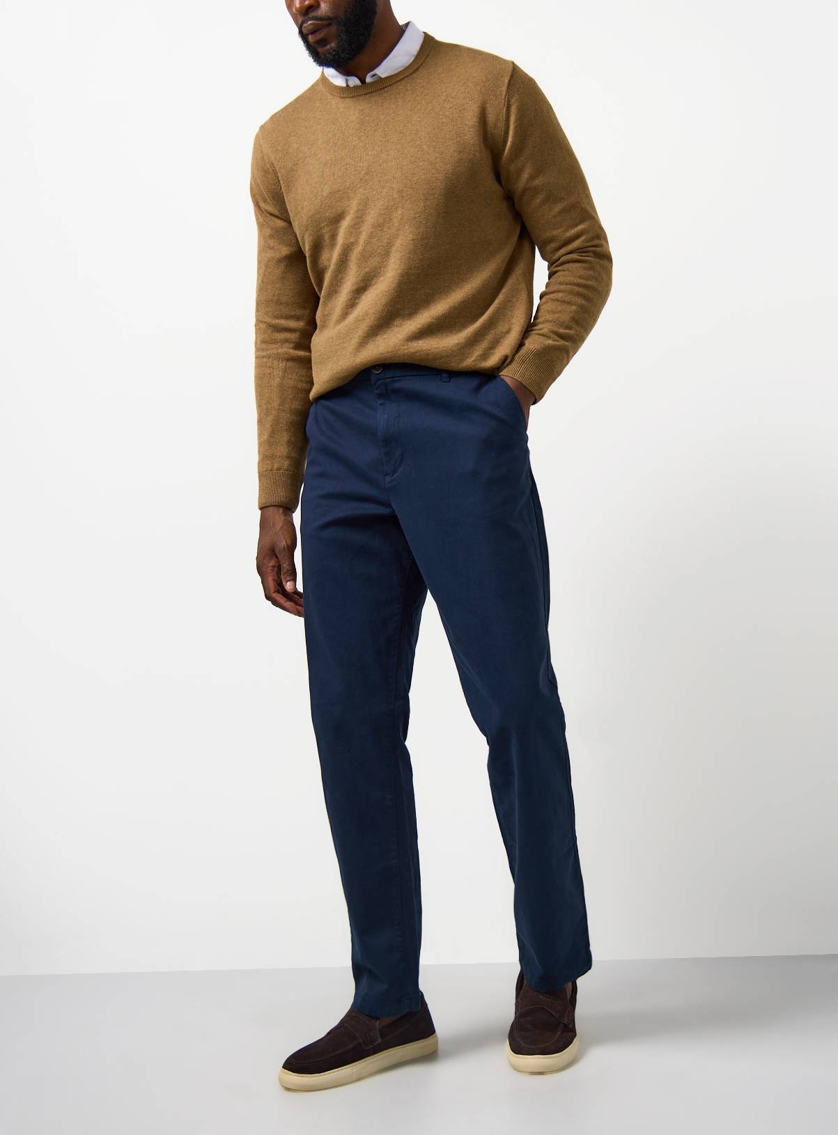 Navy Straight Leg Chino Trousers 42S - Image 1
