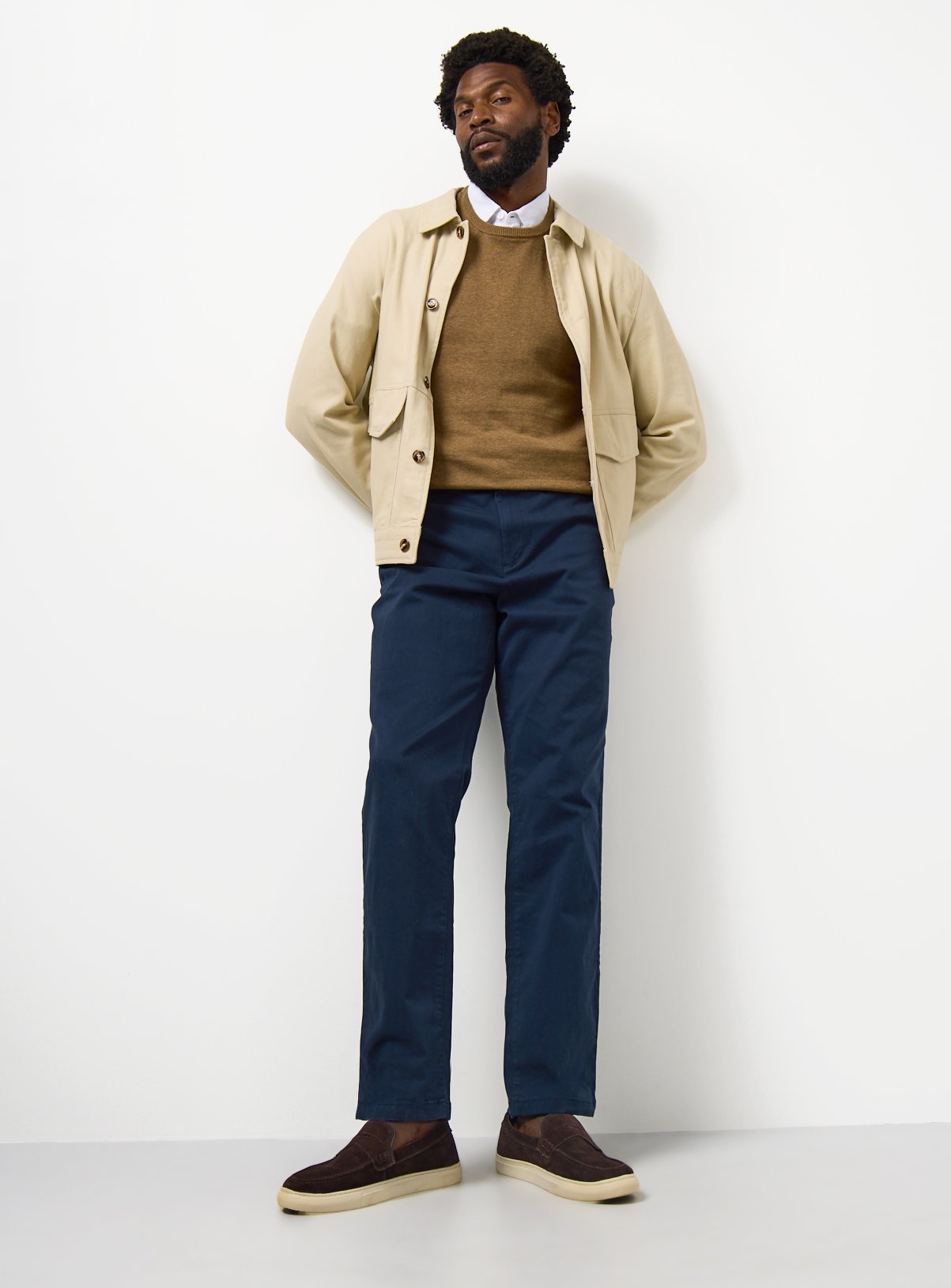 Navy Straight Leg Chino Trousers 42S - Image 2 thumbnail