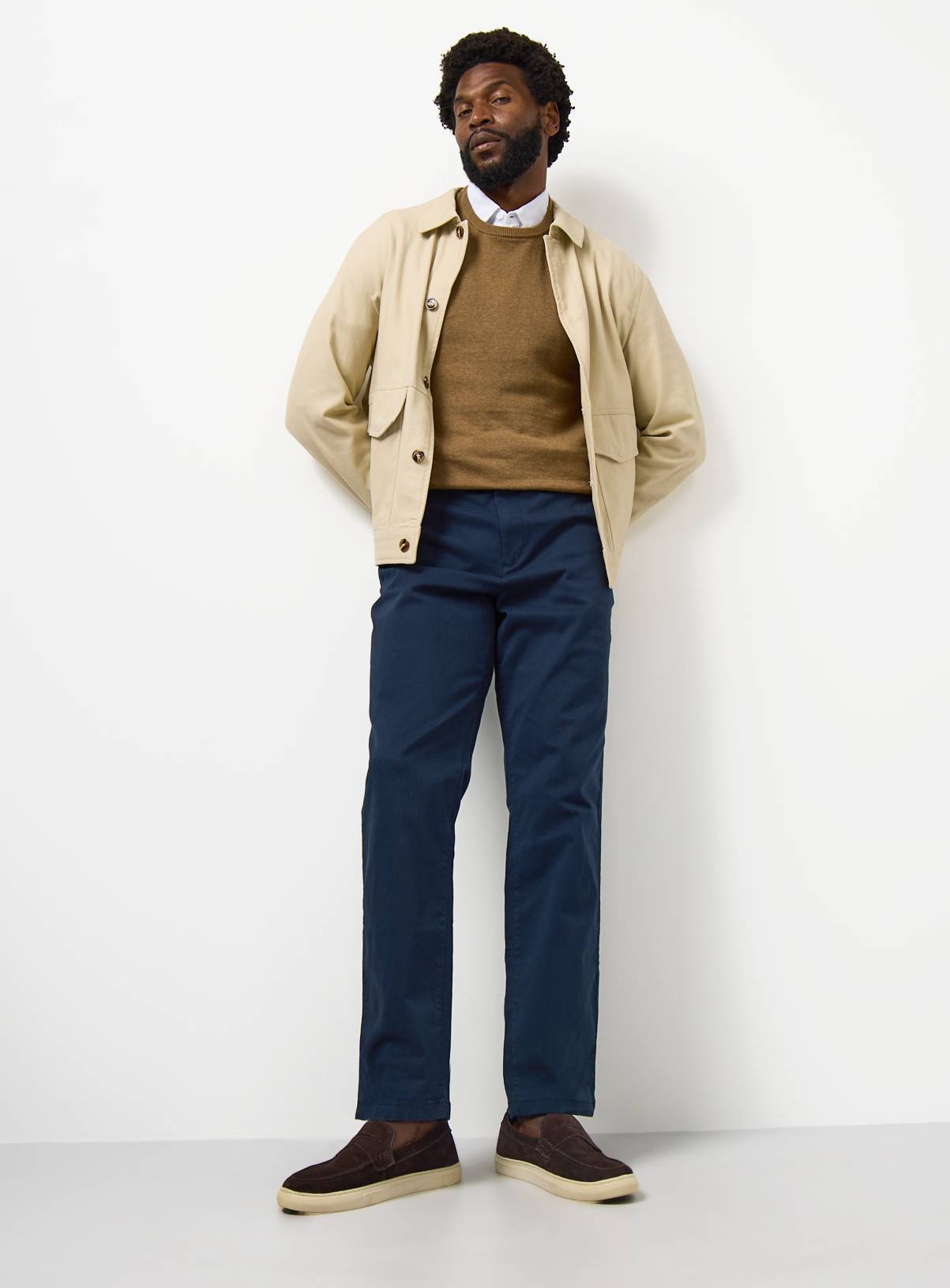 Navy Straight Leg Chino Trousers 42S - Image 2