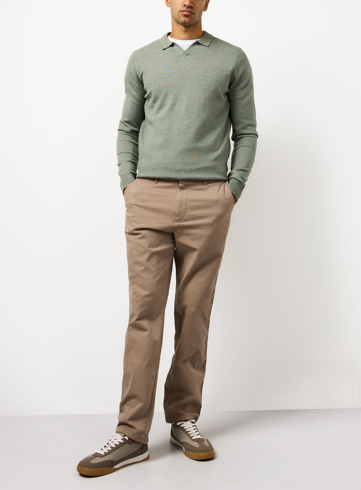 Stone Straight Leg Chino Trousers 38S - Image 2 thumbnail