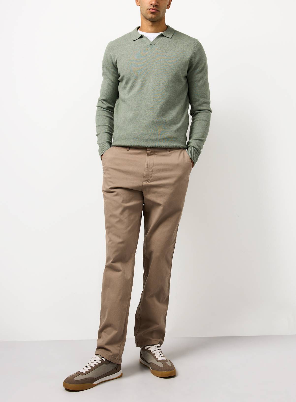 Stone Straight Leg Chino Trousers 38S - Image 2