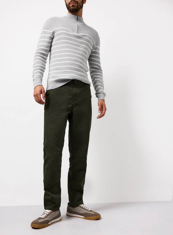 Khaki Slim Fit Chino Trousers 32S