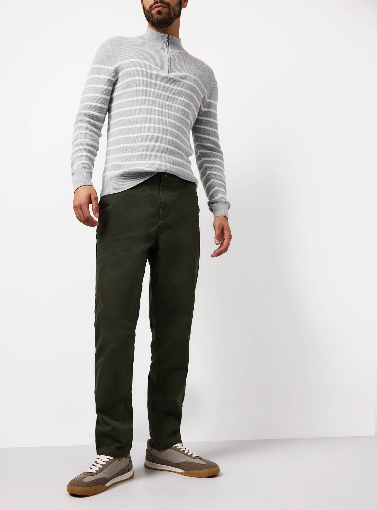 Khaki Slim Fit Chino Trousers 42S - Image 1
