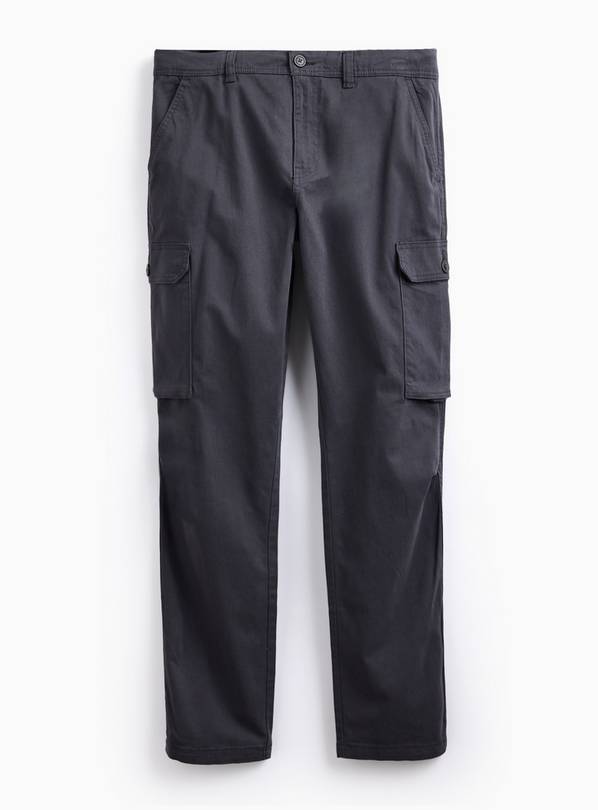 Charcoal Straight Leg Cargo Trousers 34R