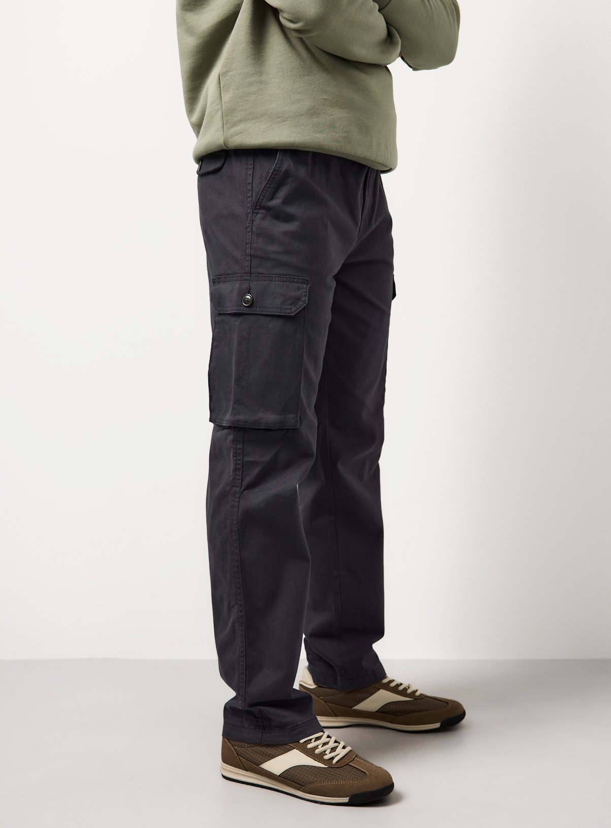 Charcoal Straight Leg Cargo Trousers 32S - Image 2 thumbnail