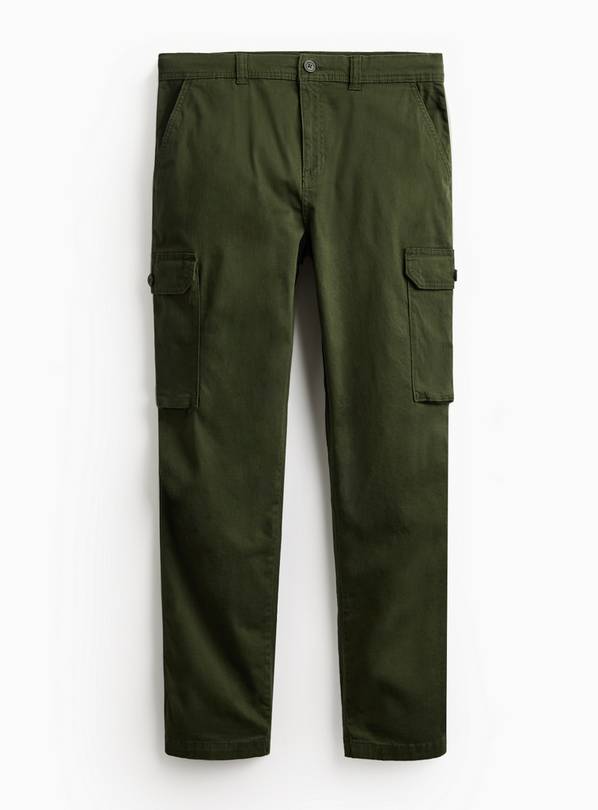 Khaki Straight Leg Cargo Trousers 40L