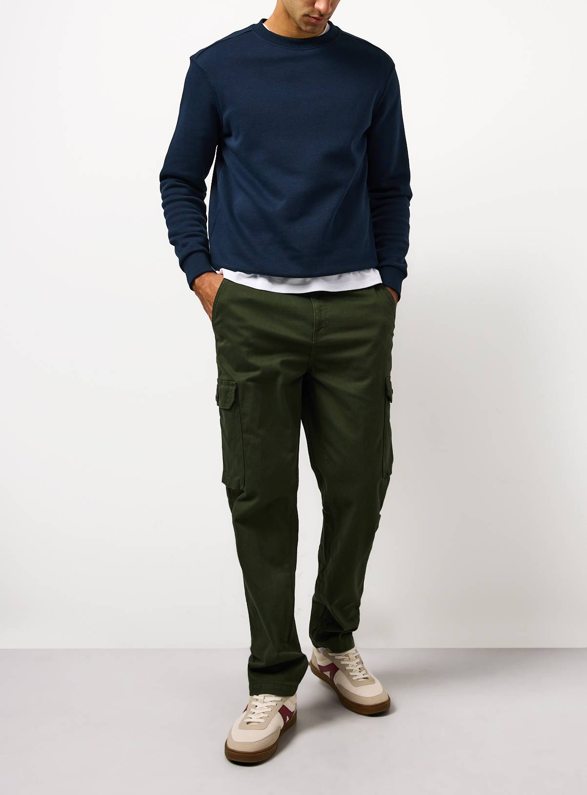 Khaki Straight Leg Cargo Trousers 40L - Image 2