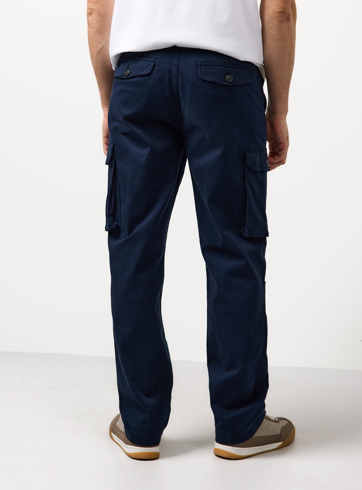 Navy Straight Leg Cargo Trousers 32L - Image 5 thumbnail