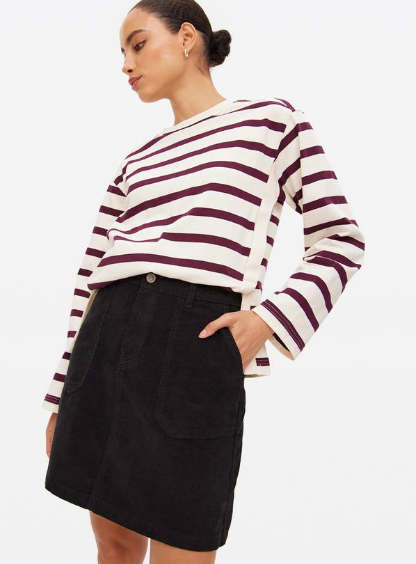 Black Corduroy A-Line Mini Skirt 20