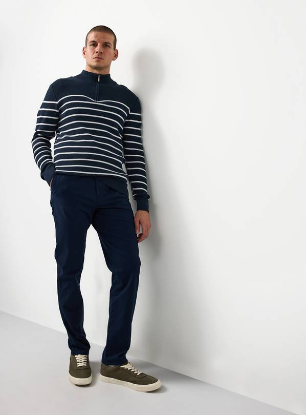 Navy Ultimate Comfort Slim Fit Chino Trousers  30L