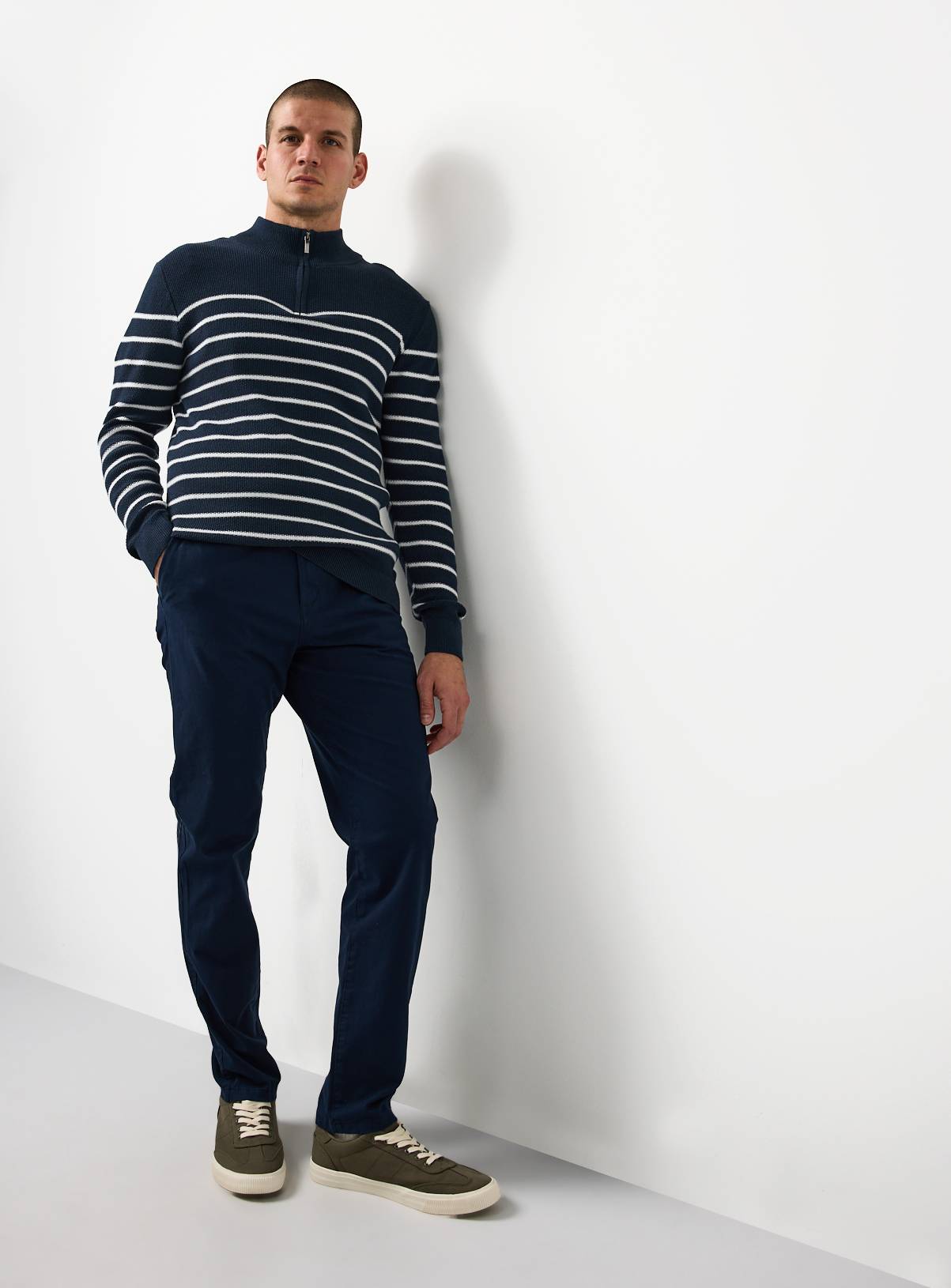 Navy Ultimate Slim Fit Chino Trousers  32S - Image 1