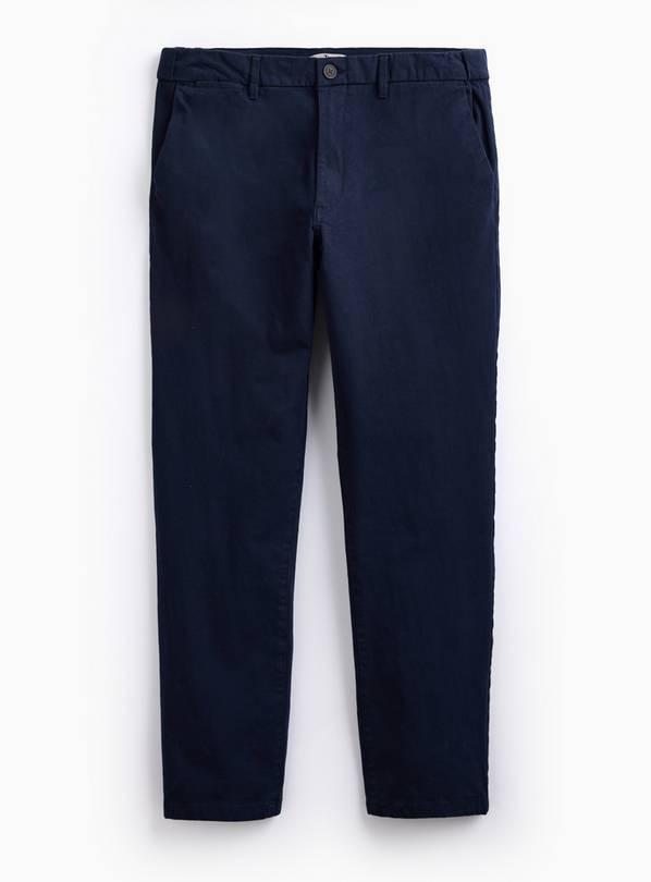 Navy Ultimate Comfort Straight Leg Chino Trousers 38S