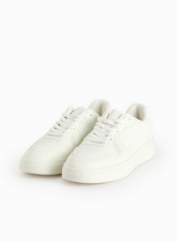 White Faux Leather Trainers 5