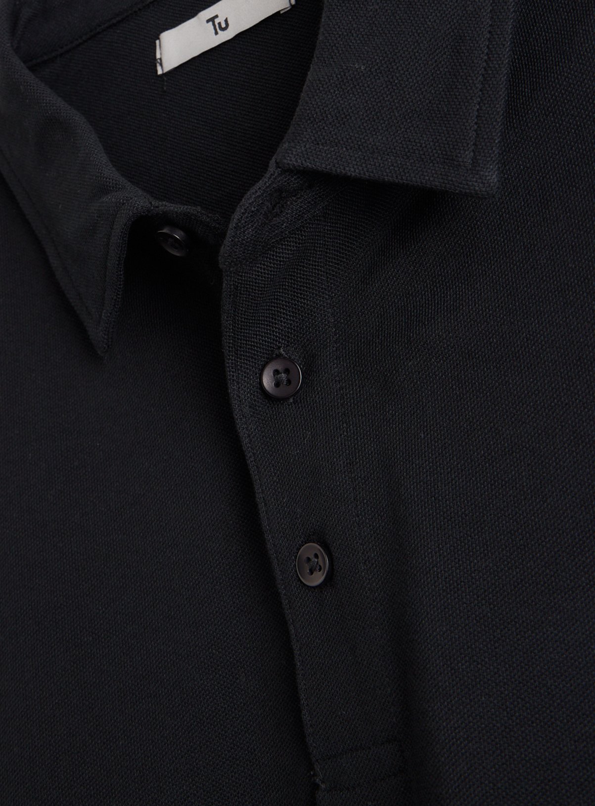 Black Long Sleeve Pique Polo Shirt XL - Image 4 thumbnail