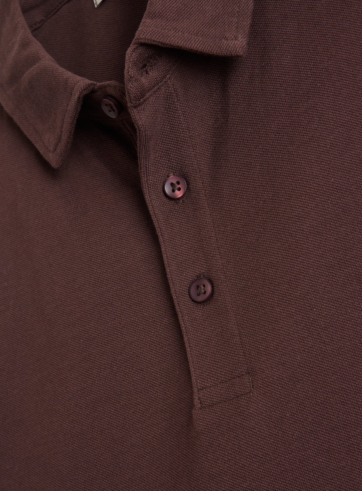 Brown Long Sleeve Pique Polo Shirt XL - Image 4 thumbnail