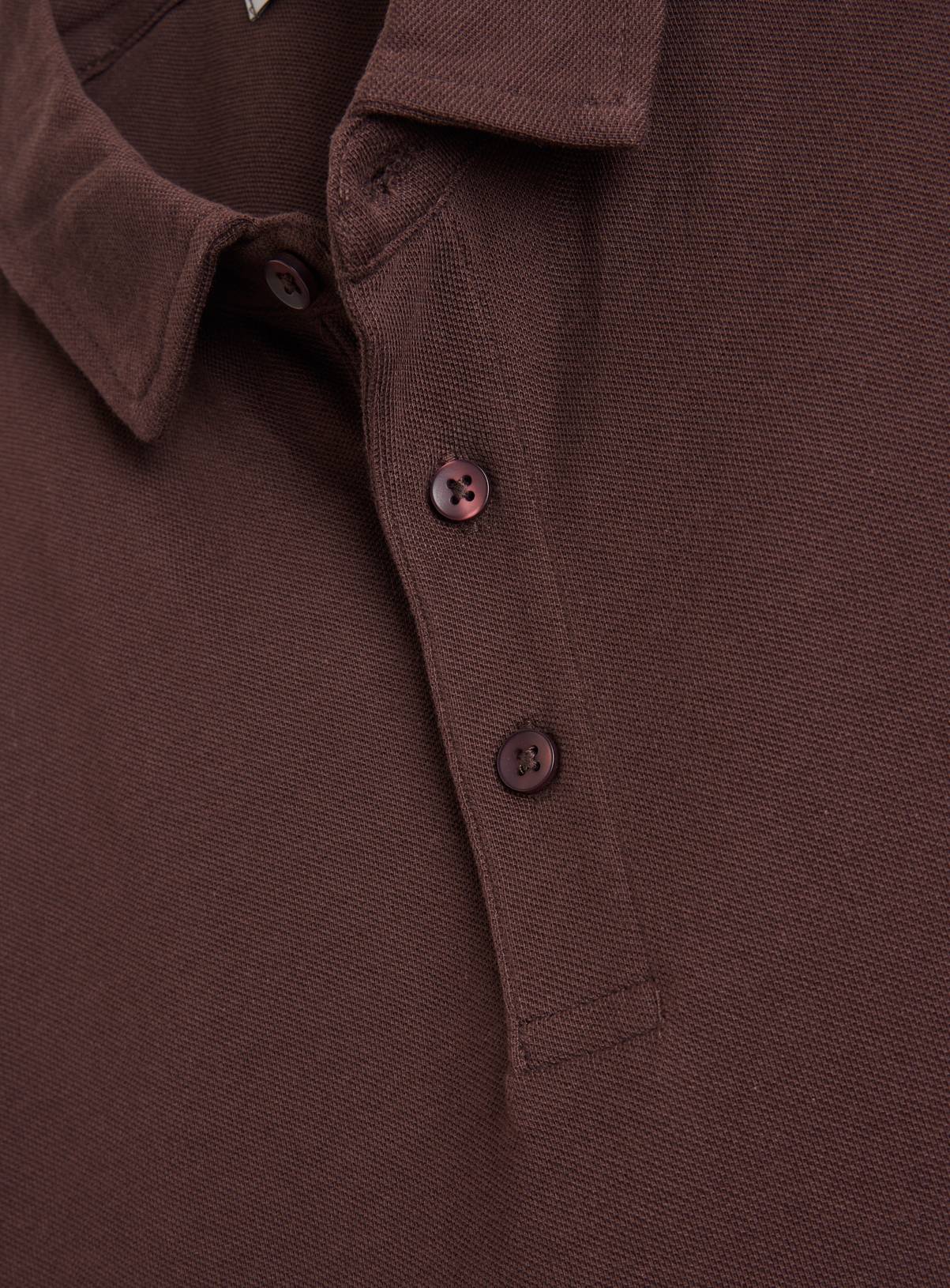 Brown Long Sleeve Pique Polo Shirt XL - Image 4