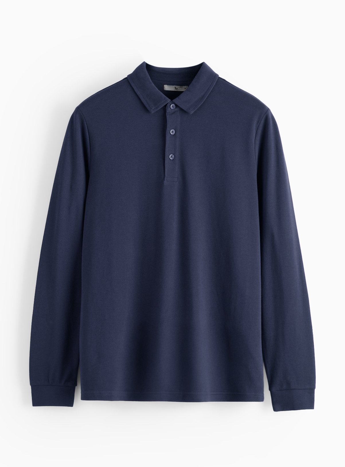  Navy Long Sleeve Pique Polo Shirt XL - Image 3 thumbnail