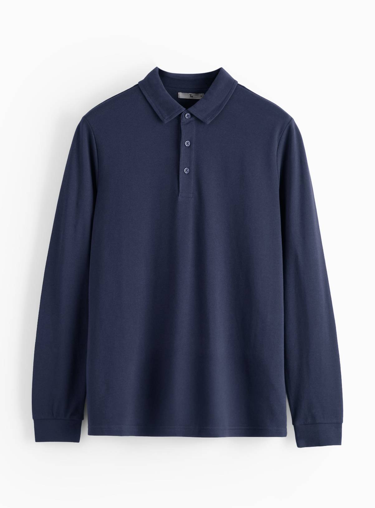  Navy Long Sleeve Pique Polo Shirt XL - Image 3