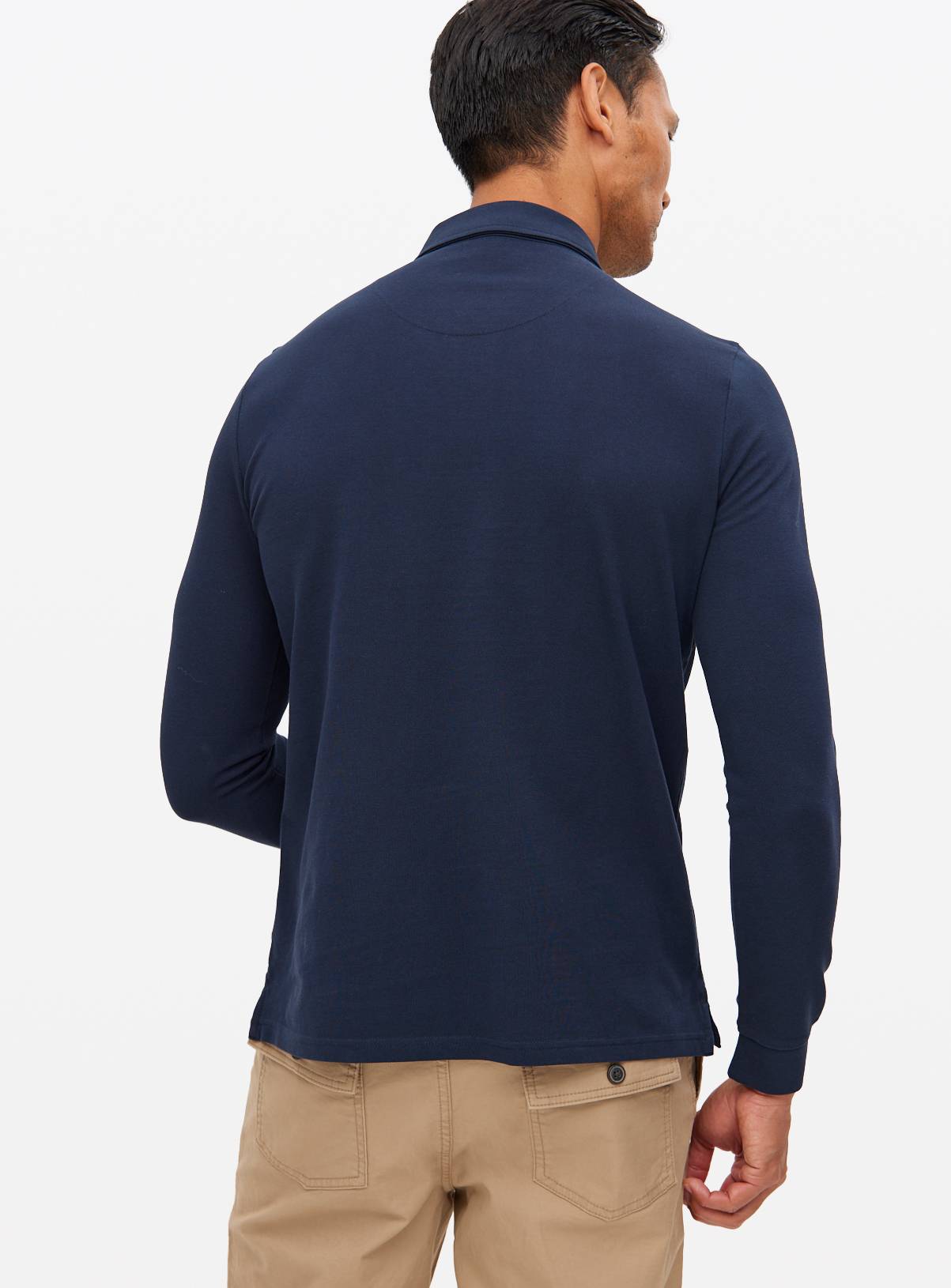  Navy Long Sleeve Pique Polo Shirt XL - Image 5