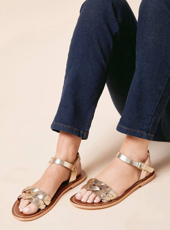 DOROTHY PERKINS Isobel Leather Twist Flat Sandals 7