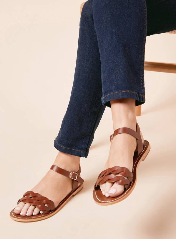 DOROTHY PERKINS Isobel Leather Twist Flat Sandals 8