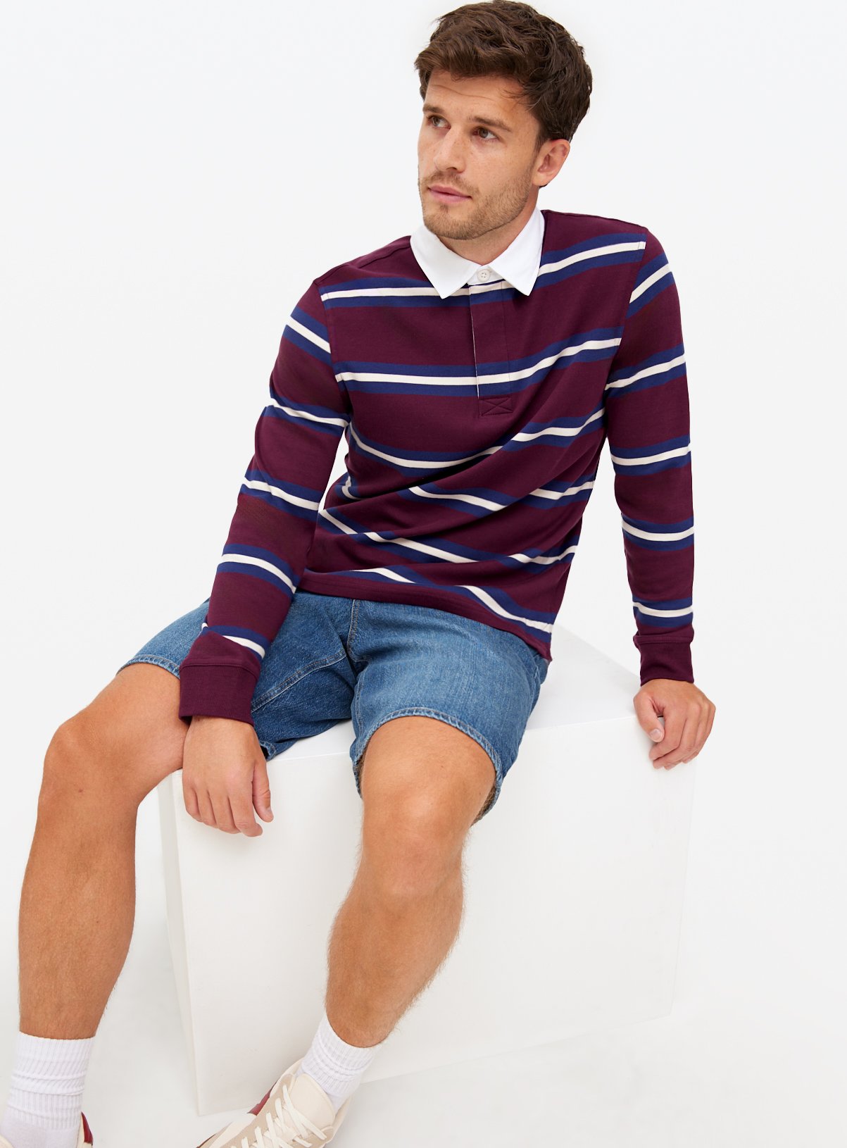 Men's Red Long Sleeve Rugby Shirt