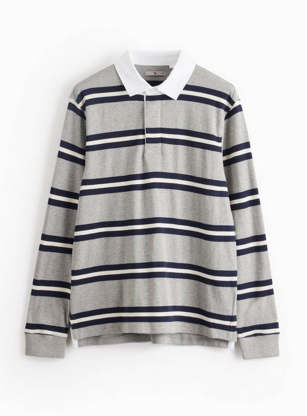 Grey Long Sleeve Rugby Shirt M