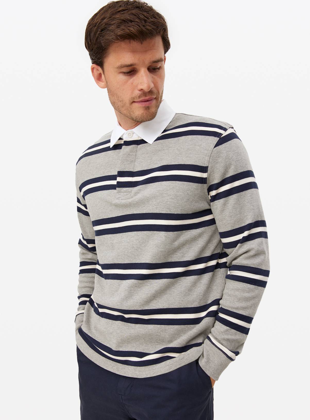 Grey Long Sleeve Rugby Shirt XL - Image 1