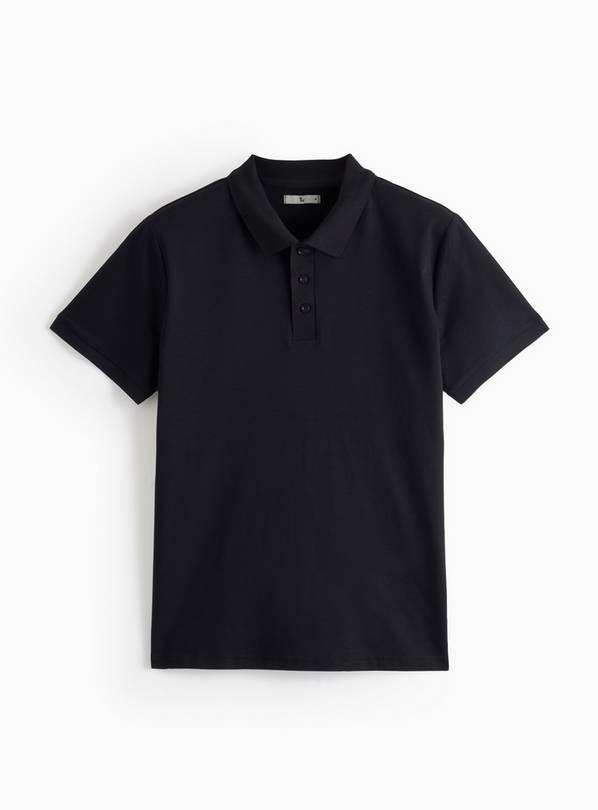 Black Mercerised Short Sleeve Polo Shirt XXXL
