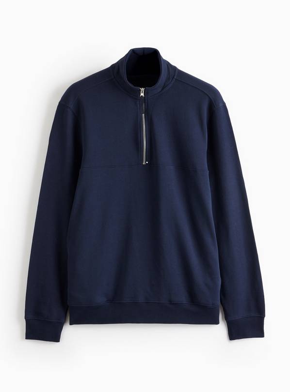 Navy Cut & Zip Half Zip Sweatshirt XXL