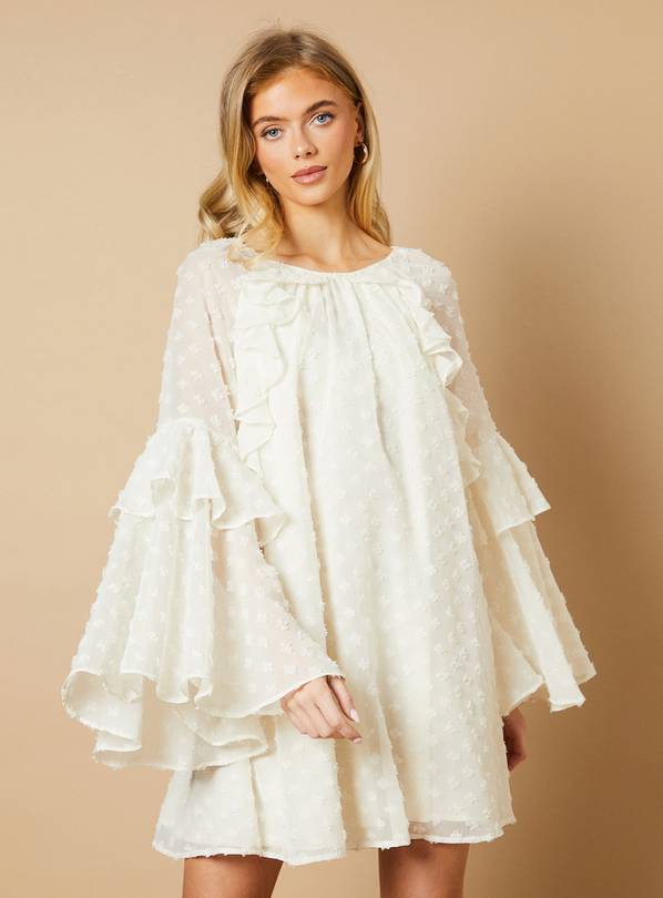 OASIS Dobby Chiffon Ruffle Sleeve Mini Dress 10