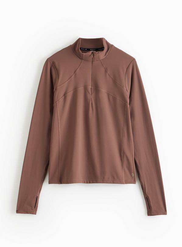 REAKTIV Taupe Yoga Funnel Neck Half Zip Top XXL