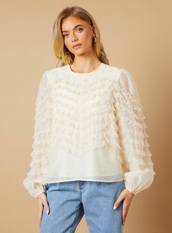 OASIS Ruffle Detail Long Sleeve Blouse 10