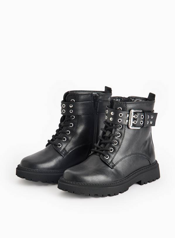 Black Lace Up Biker Boots  13 Infant