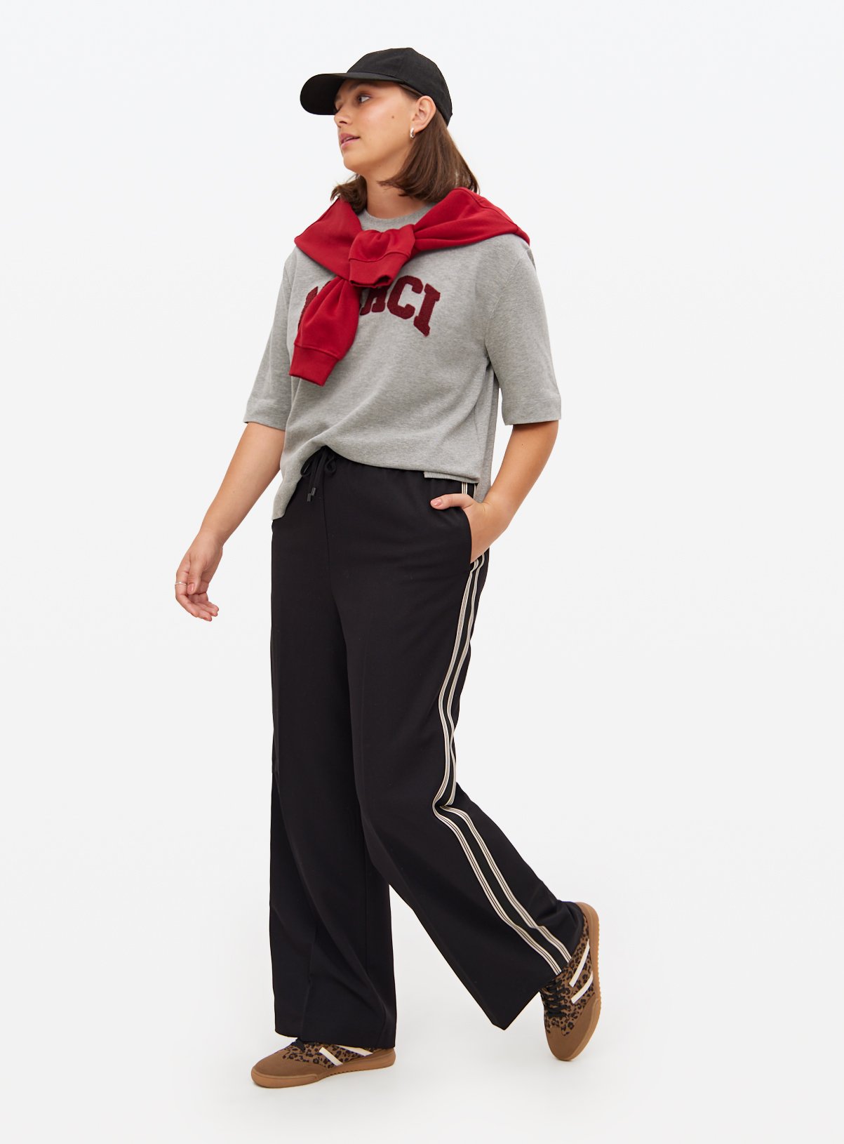 Black Side Panel Wide Leg Trousers 18R