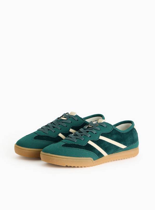 Green Corduroy Retro Trainers  7