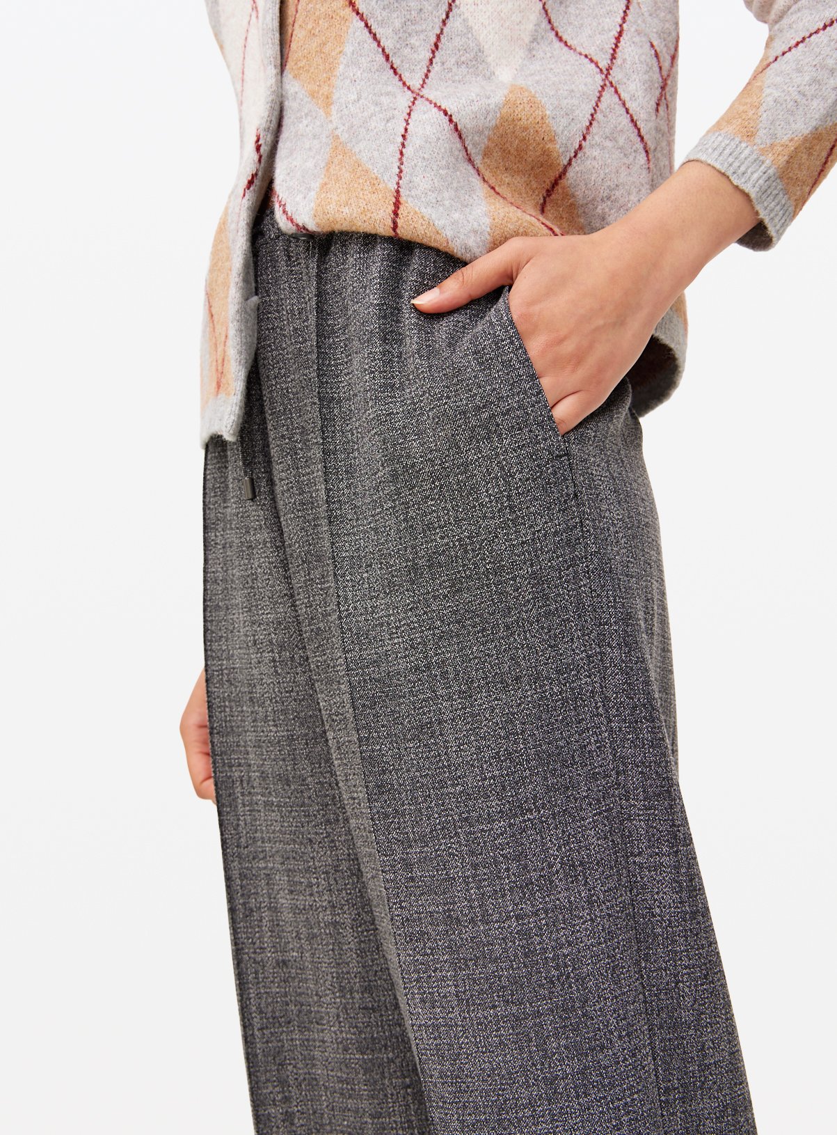 Grey Textured Wide Leg Trousers  16R - Image 2 thumbnail