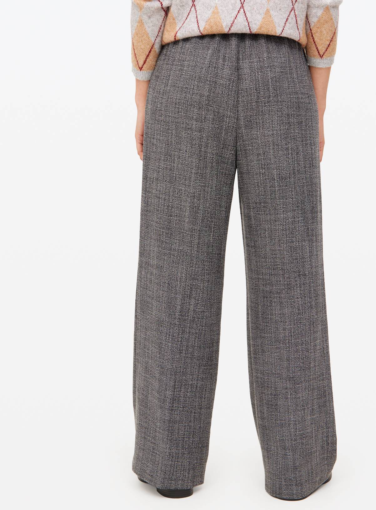 Grey Textured Wide Leg Trousers  16R - Image 4